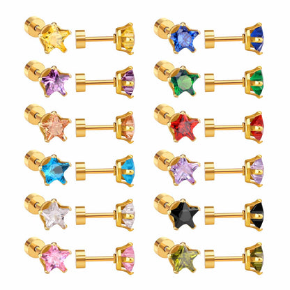 6mm Steel & Gold Pentacle Mixed Drill Plugs