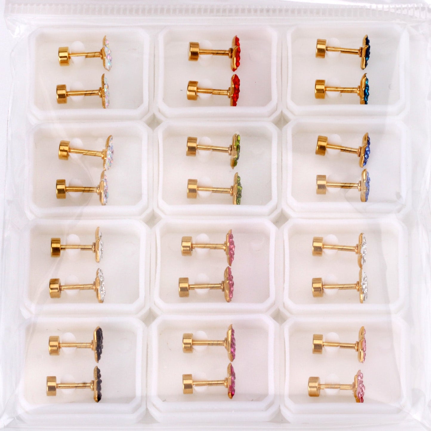 6mm Steel & Gold Pentagram Dipped & Mixed Colors & Five Colors Screw Plugs