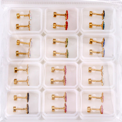 6mm Steel & Gold Pentagram Dipped & Mixed Colors & Five Colors Screw Plugs