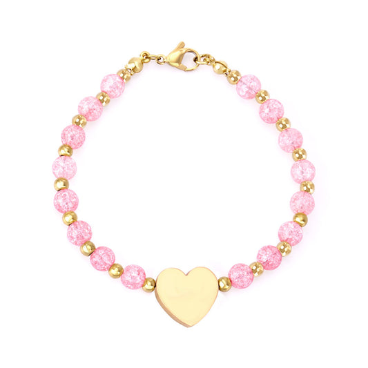 Gold Accessories Pink Crystal Bracelet
