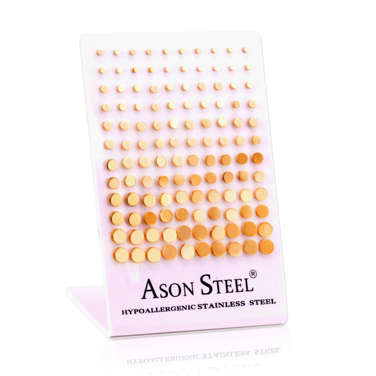 3mm-8mm Snapback Steel/Gold/Rose Gold/Black Round Cut/Frosted Stud Earrings