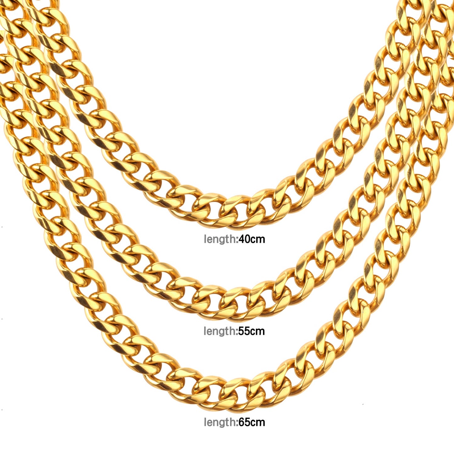 ASON Women/Men 10MM Width Necklace Set Stainless Steel Necklace with Bracelet Cuban Chain for Diy Jewelry Making