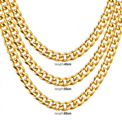 ASON Women/Men 10MM Width Necklace Set Stainless Steel Necklace with Bracelet Cuban Chain for Diy Jewelry Making