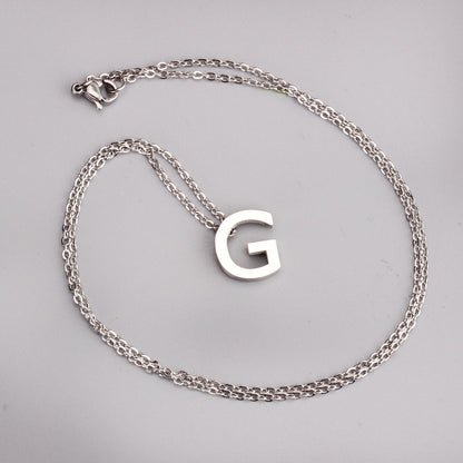 ASON Delicate Classic Style Initial 26 Letters Alphabet Chain Pendant Necklace Stainless Steel Color Jewelry Chokers