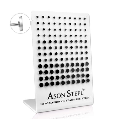 4-6-8mm Snapback Steel/Golden Cylinder White Shell/Black Shell Stud Earrings