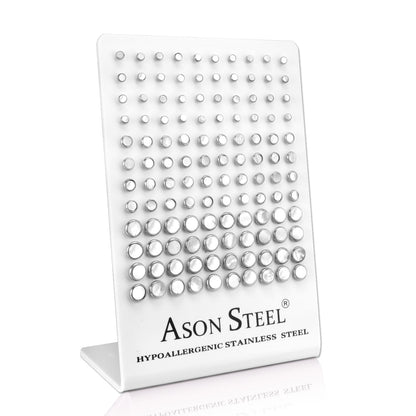 4-6-8mm Snapback Steel/Golden Cylinder White Shell/Black Shell Stud Earrings