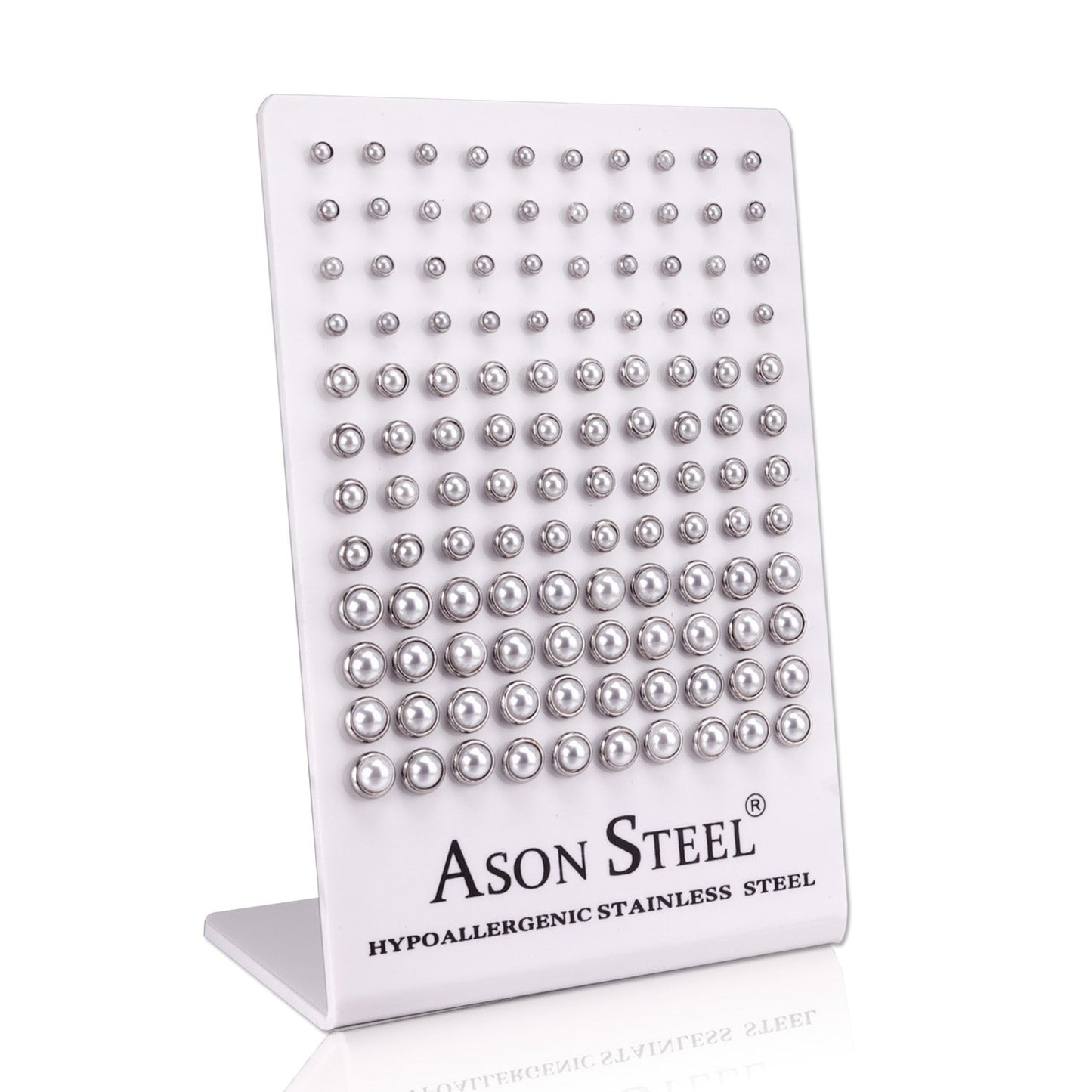 4-6-8mm Snapback Steel/Golden Half White Pearl Stud Earrings