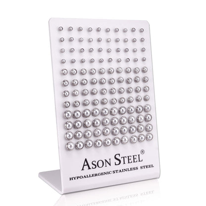 4-6-8mm Snapback Steel/Golden Half White Pearl Stud Earrings