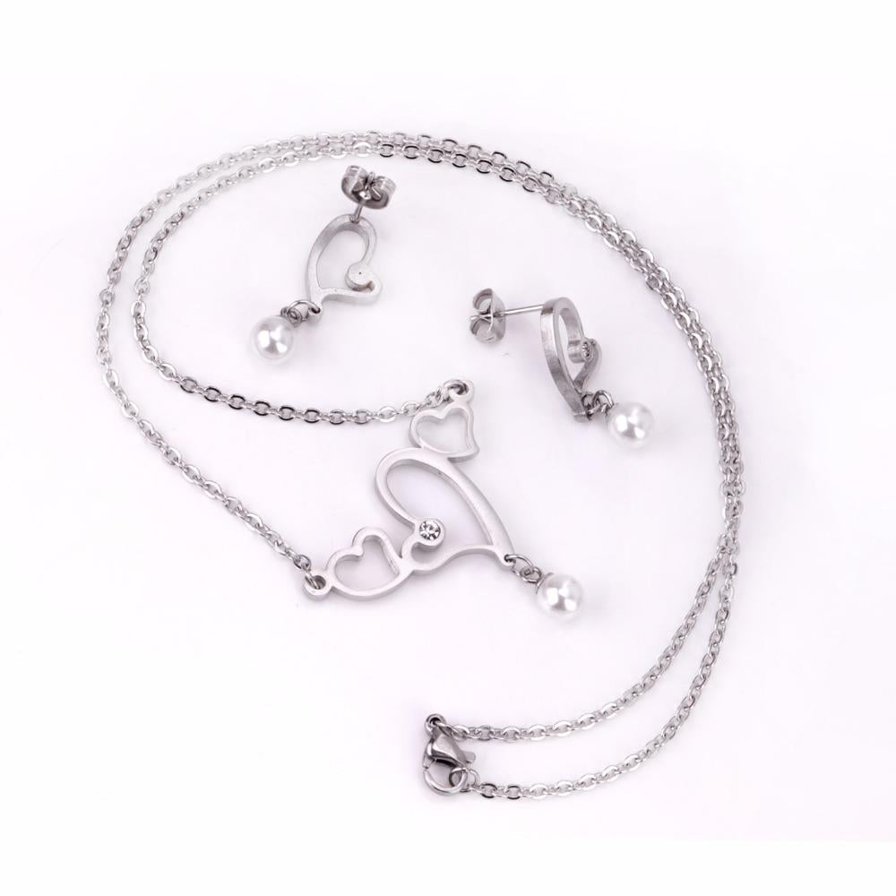 Hot Imitation Pearl Wedding necklace earring set Bridal jewelry set for women Elegant Party Gift Fashion Costume