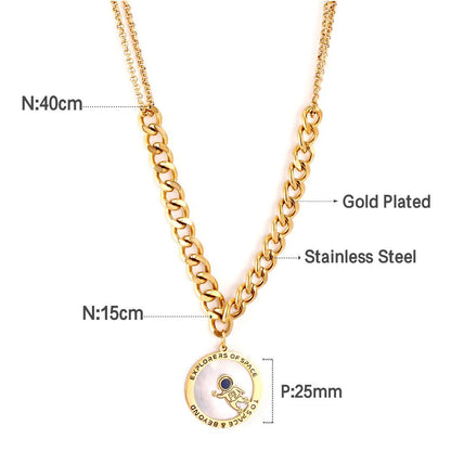 Thick Cubic Chain Mix Chains Brand Design Astronaut Pendant Necklace For Woman Boy Jewelry For Uniqu Birthday Gifts