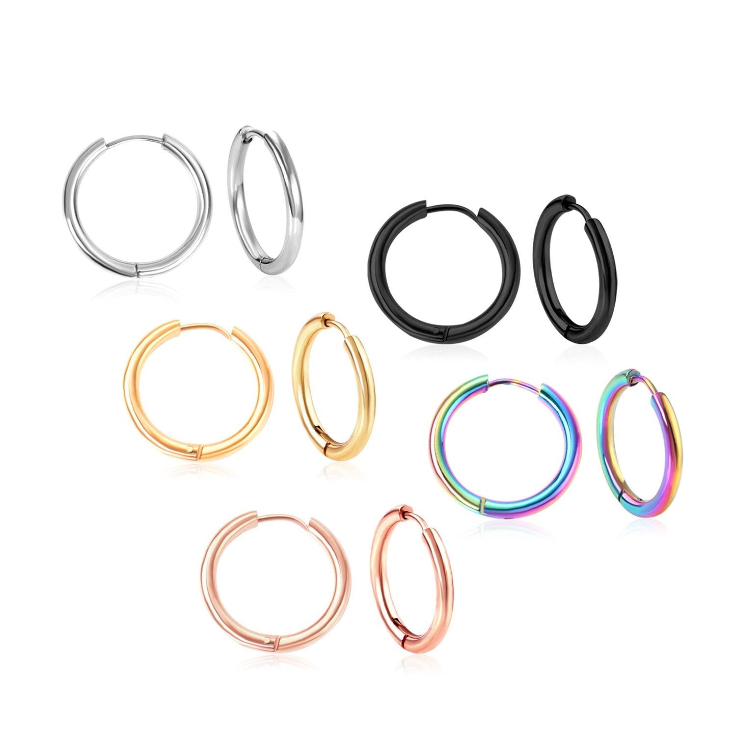 ASON 5pair/10pcs Circle Hoop Earrings Women Girl Colorful Round Earring Geometry Earrings Simple Anti-allergy Jewelry Daily Wear