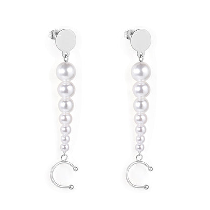 Imitation Pendant Earrings For Women Vintage Luxury Jewelry For Christmas Party Elegant Geometric Long Drop Earring
