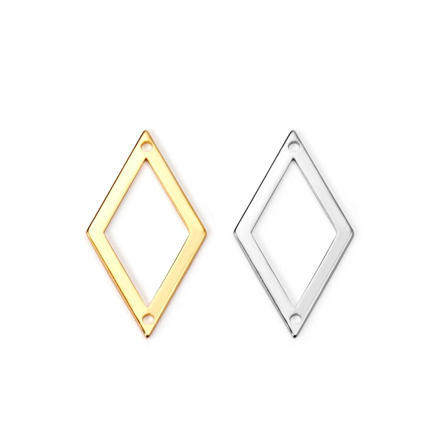 ASON 100 Pcs/Lot Rhombus Hollow Out Charms Extend Connector Charm With Holes Pendant Stainless Steel For Jewelry Making Supplies