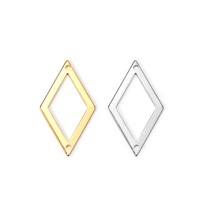 ASON 100 Pcs/Lot Rhombus Hollow Out Charms Extend Connector Charm With Holes Pendant Stainless Steel For Jewelry Making Supplies