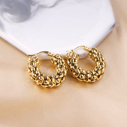 ASON Unusual Big Hoop Earrings 316L Stainless Steel Vintage Circle Earring for Women 30/40/45mm Fashion Jewelry