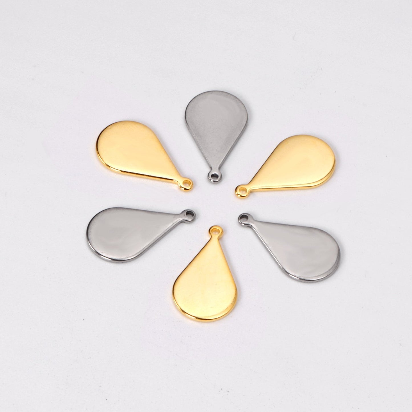 ASON 100pcs/lot Stainless Steel Oval Pendant Charm Wholesale Gold Silver Color For Necklace Bracelet Jewelry Making Supplies