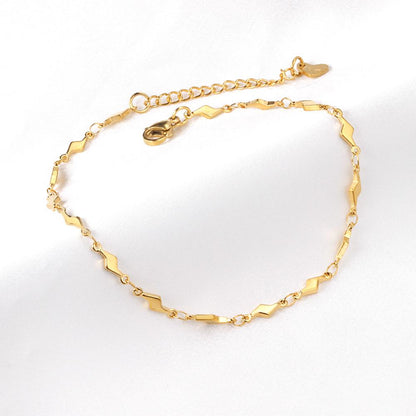 ASON Gold Color Stainless Steel Lightning Shape Chains Anklet For Women Foot Summer Beach Fashion Jewelry Accessories Gift