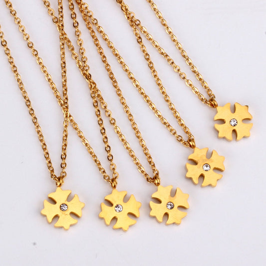 Hot Gold Flower Zircon Pendants Necklaces For Women Girl Baby Choker Link Chain Pendant Necklace-201001