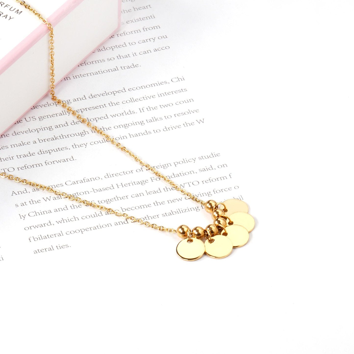 Pendant Gothic Stainless Steel Round Sequins Necklaces For Female Trendy Jewelry Gold Chain Necklace collier femme