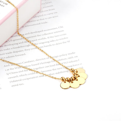 Pendant Gothic Stainless Steel Round Sequins Necklaces For Female Trendy Jewelry Gold Chain Necklace collier femme