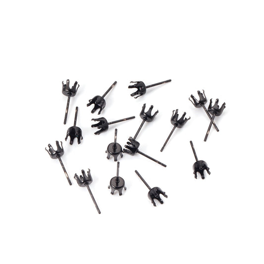 ASON 100pcs/Lot Stainless Steel Round Blank Earring Setting Fit Crystal Cabochons Earring Base for Jewelry Making Accessories
