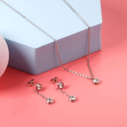 New Heart Shape Crystal Fashion Necklaces Droop Earrings Sets For Woman Dubai Wedding Jewelry Set pendientes bijoux