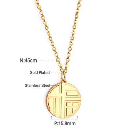 Stainless Steel Trendy Style Round  Pendant Nacklace Collar  For Women  accessories Party Collier Wedding Gold Color