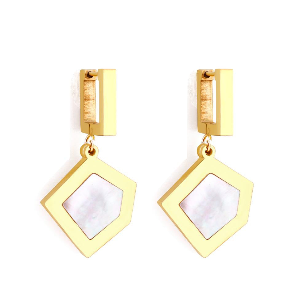 Women Earrings 2022 New Punk Jewelry Stainmless Steel Gold Color Geometry Shell Hoop Earrings Bijoux Party Wholesale