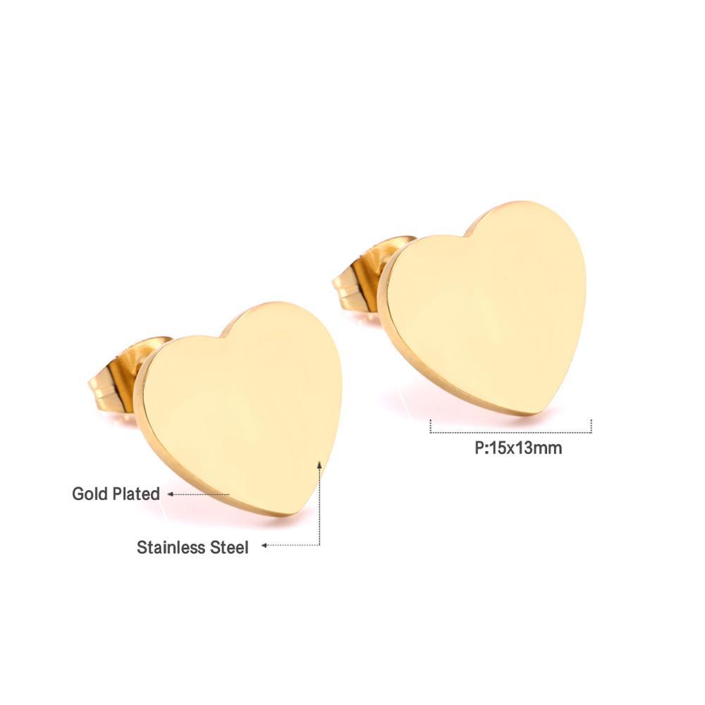 Pendientes heart round small stud earrings 316L stainless steel brincos stud earrings for women girls oorbellen
