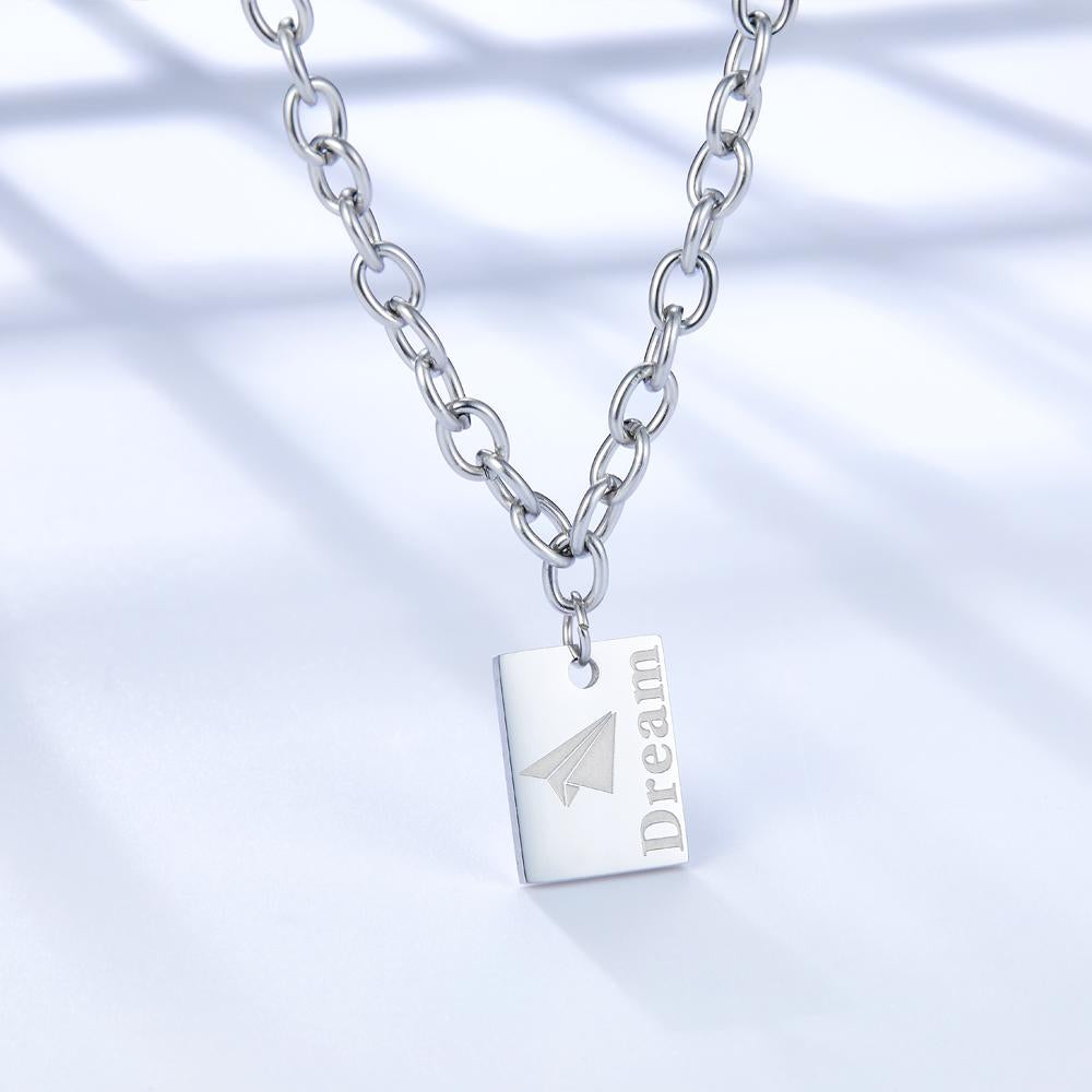 Gold Plated Link Chains For Man/Woman Thick Collier Punk Style Dream Letter Geometric Pendant Necklaces Hip Hop