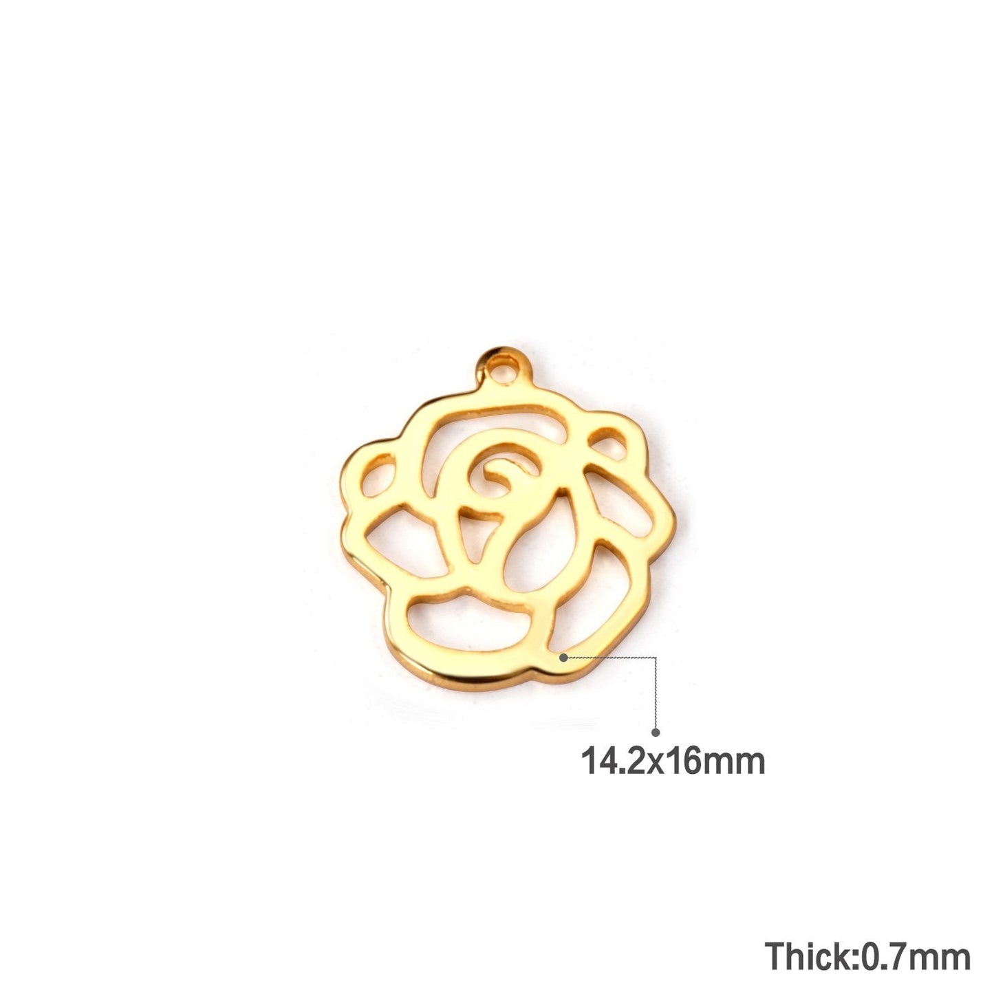 ASON100 Pcs/Lot Rose Pendant 316L Stainless Steel Flowers Charm Wholesale Gold Silver Color For Necklace Bracelet Jewelry Making