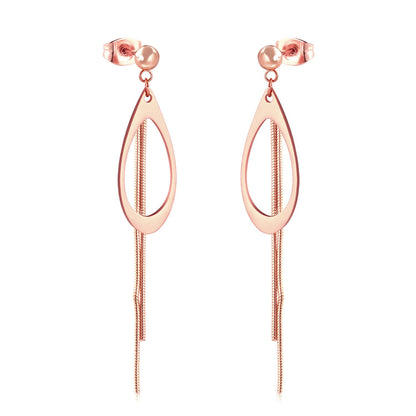 ASON Korean Style Dangle Earrings Anti-allergy Stainless Steel for Women Tassel Water Drop Earring Lovely Jewelry Gift