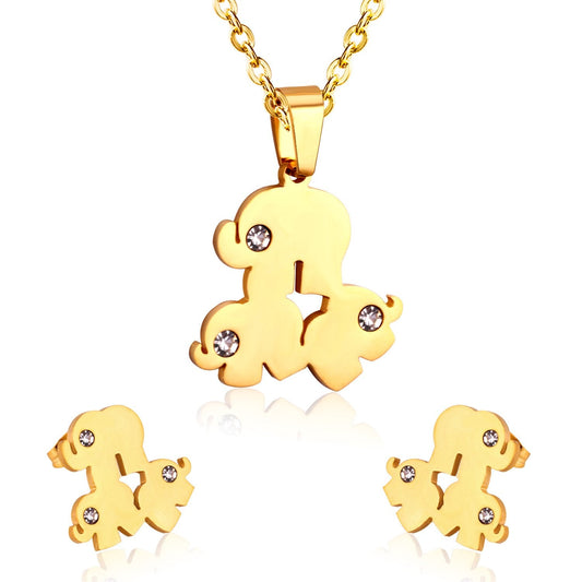 Fashion Cute Elephant Crystal African Jewelry Sets For Women Chain Necklace Earrings Dubai Jewellery parures bijoux