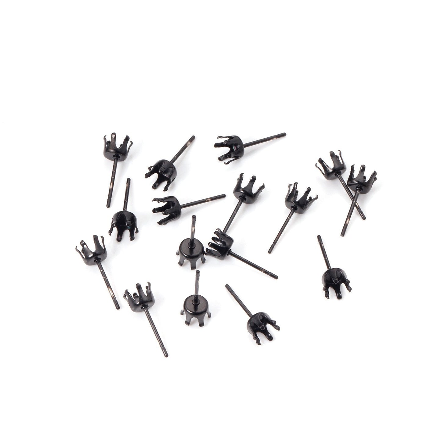 ASON 100pcs/Lot Stainless Steel Round Blank Earring Setting Fit Crystal Cabochons Earring Base for Jewelry Making Accessories