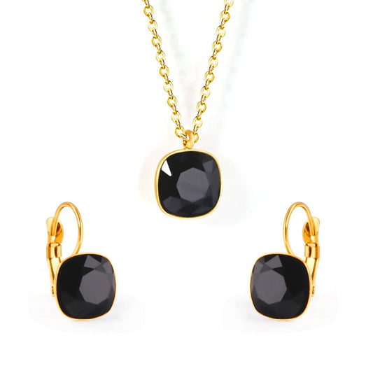 Bridal Jewelry Sets Trendy Style Geomtry Multi-colorful CZ Pendant Necklace Earrings Sets Brinco Party Wholesale