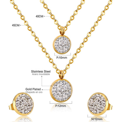 Fashion Cubic Zirconia Pendant Necklace Earrings Set For Woman Bride Wedding Jewelry Accessories pendientes bijoux