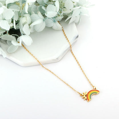 Rainbow Pendant Necklace For Girls Birthday Gifts Summer Lucky Jewelry Colorful Rainbow Charms Collares For Woman