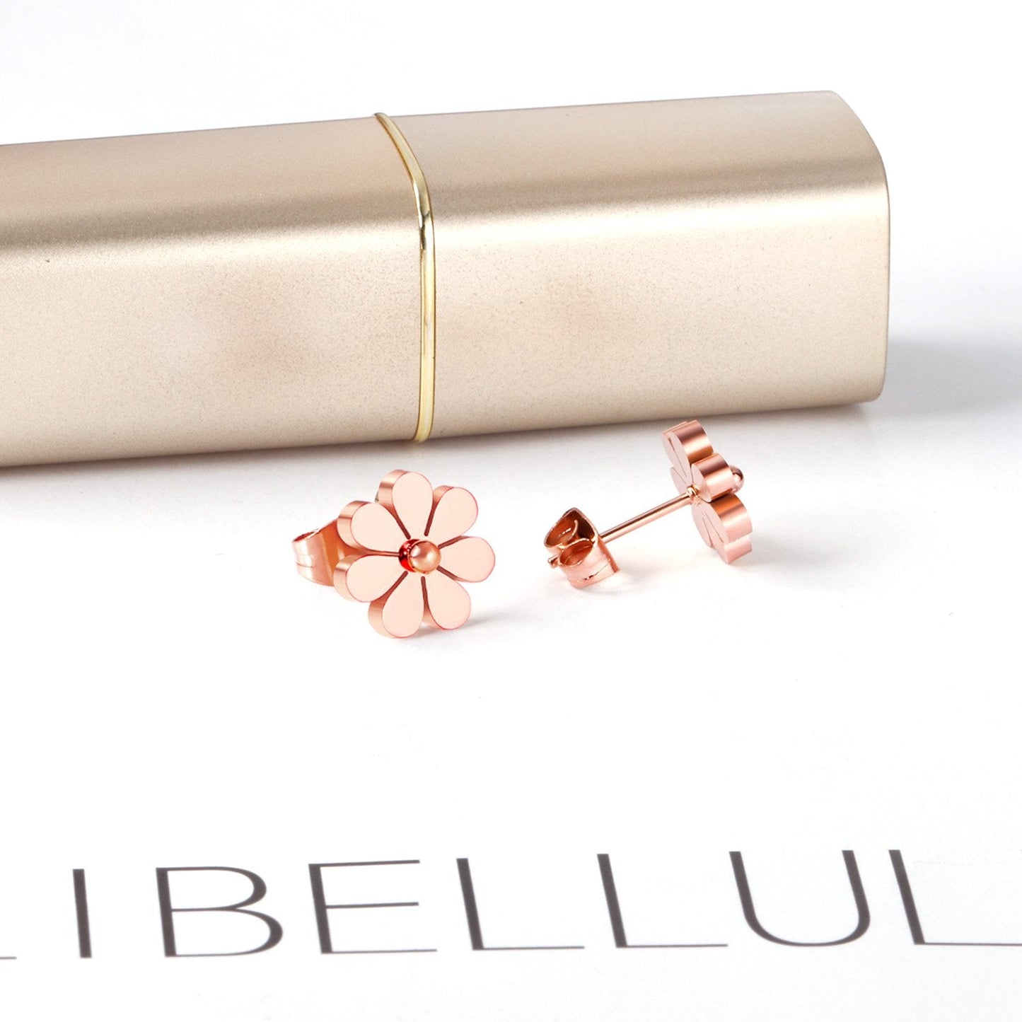ASON Cute Small Flower Shape Piercing Stud Earrings Gold Color Stainless Steel for Girl Women Fashion Jewelry Accessories