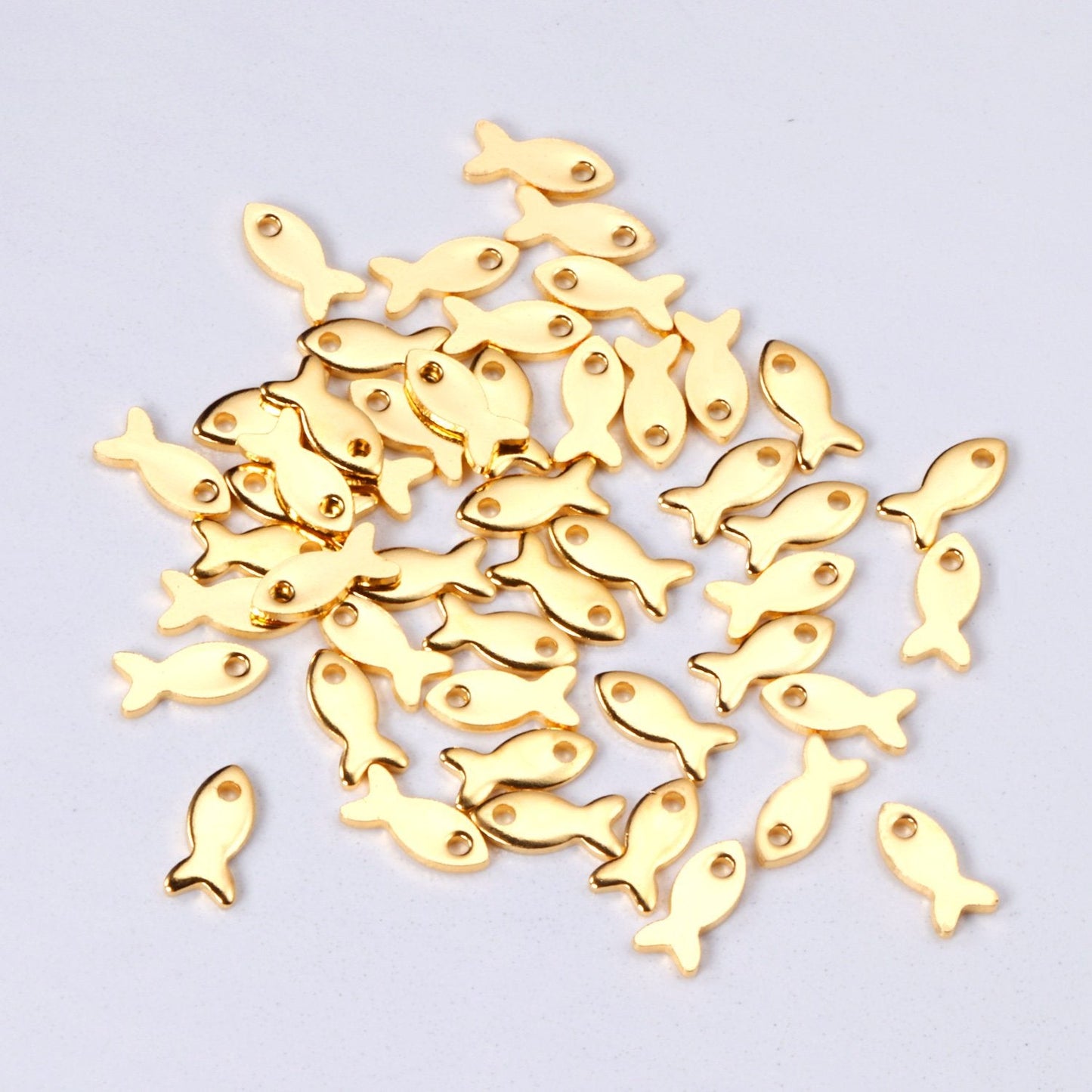 ASON 100pcs/lot Ladies Pendant Fish Shape Pendant Wholesale Stainless Steel For Necklace Bracelet Jewelry Making Supplies