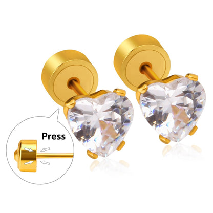 Screw Plug Heart Earrings 2020 New For Women Stainless Steel Crystal Kid Stud Earrings Jewellery pendientes brincos