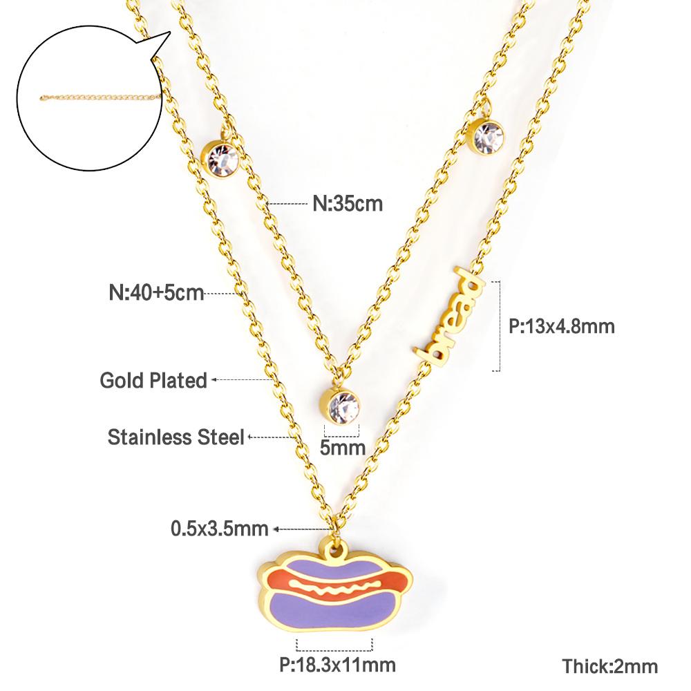 New Arrival Vegetable Food Cartoon Double Chain Pendant Necklace For Girls Fashion Chain Jewellry Necklace choker
