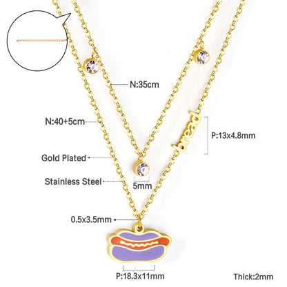 New Arrival Vegetable Food Cartoon Double Chain Pendant Necklace For Girls Fashion Chain Jewellry Necklace choker