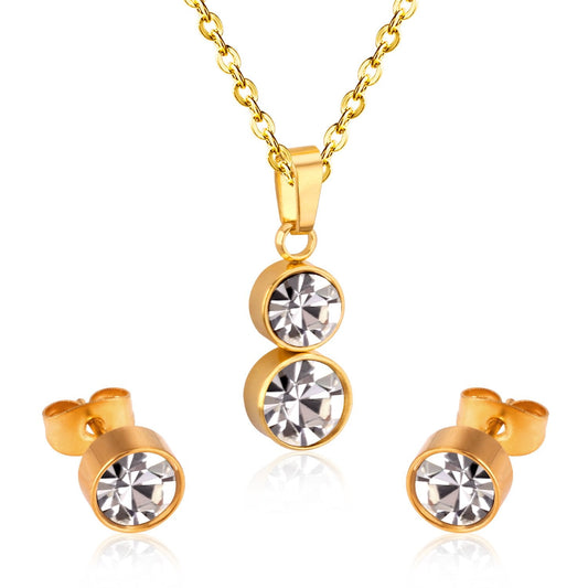 Cylinder Cubic Zirconia Pendant Nacklace Earrings Jewelry Sets For Women Brincos No Fade Collars Jerelry Party   