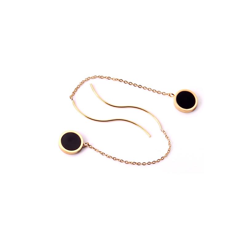 Stainless Steel Korean Dangle Earring with Round Shell Dangle Earrings for Girl Women Fashion Jewelry Brinco