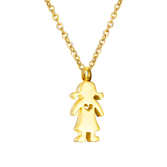 Girl Pendant Gothic Stainless Steel Necklaces For Women Trendy Jewelry Gold Plated Chain Necklace collier Friends