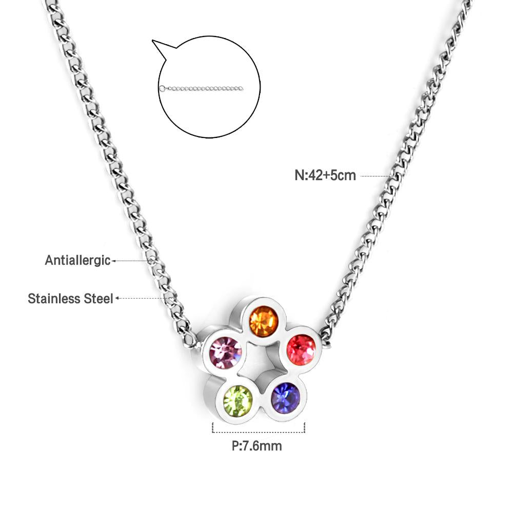 Simple Bohemian Colorful Crystal Flower Necklace for Women Girls Chic Boho Clavicle Cuban Link Chain Collier Femme