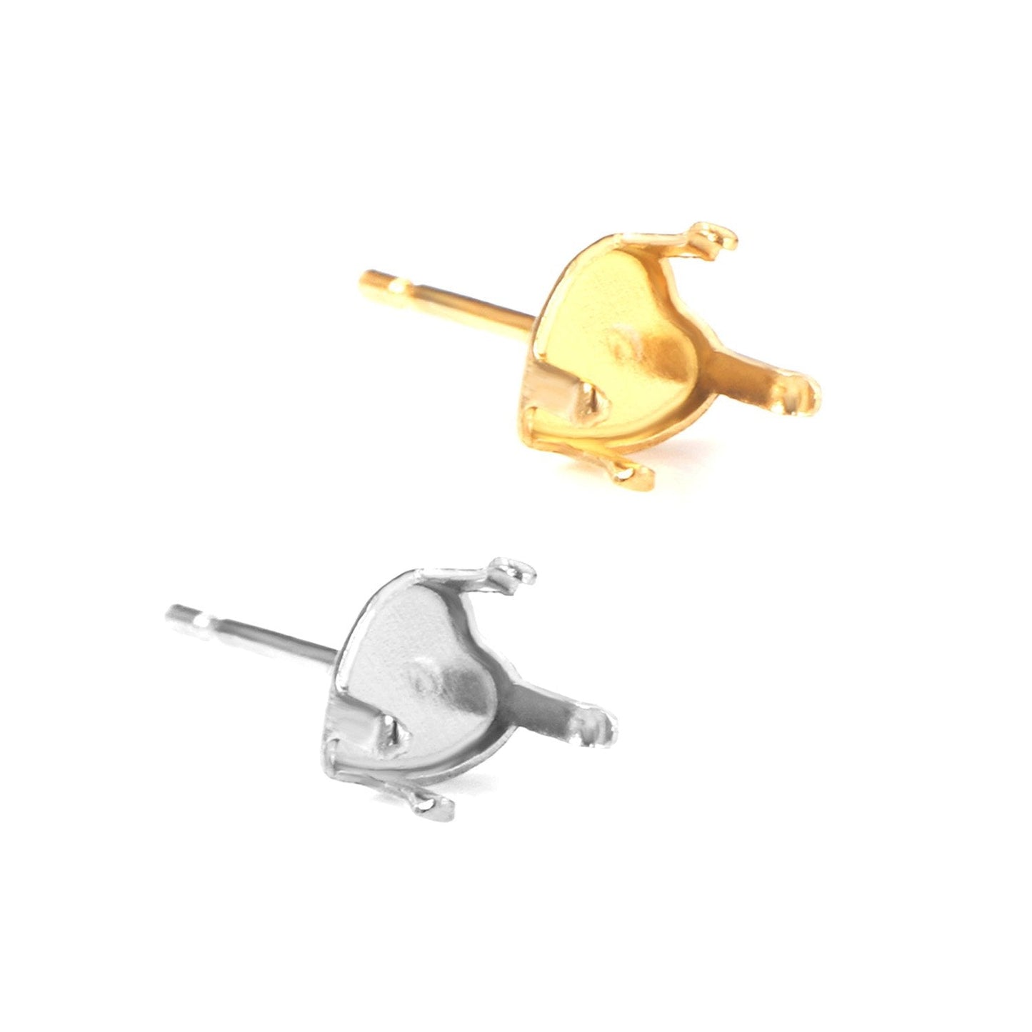 ASON 100pcs/lot Earrings Base 316L Stainless Steel Heart Earrings Making Crystal Bump Heart Earrings Base For DIY Jewelry Making