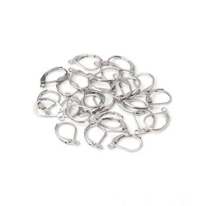 ASON 100pcs Gold Stainless Steel French Lever Earring Hooks Wire Settings Base Hoops Earrings Making DIY Hook Earrings Findings