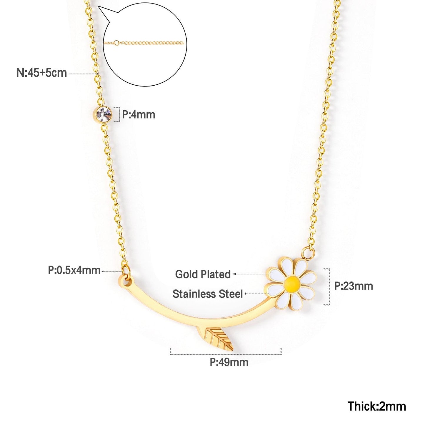 Trendy Chrysanthemum Pendants Necklace For Woman Gold/Silver Color Stainless Steel Necklace Chains Jewelry Gift