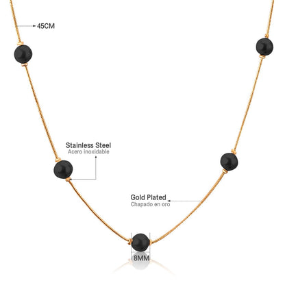 ASON White Black Round Imitation Pearl Pendant Necklace Gold Color Stainless Steel Snake Chain Jewelry Gift Party Chokers